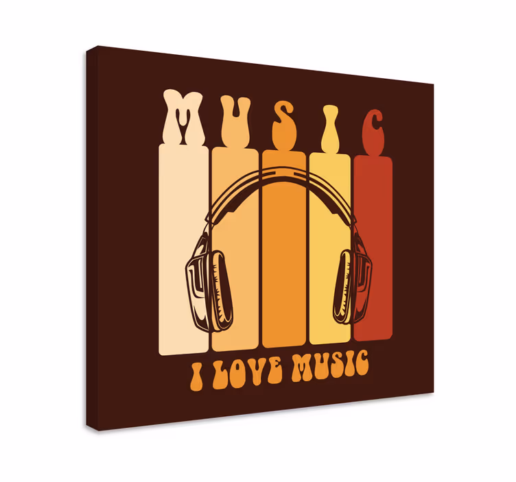 Quadro musicale cuffie e suono - TenStickers