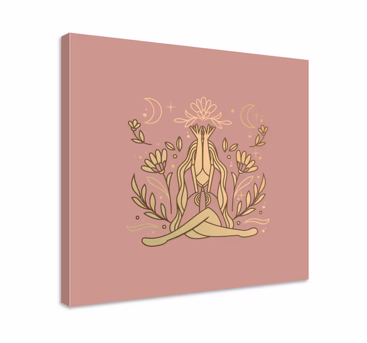 Dipinto zen posizione floreale meditativa - TenStickers