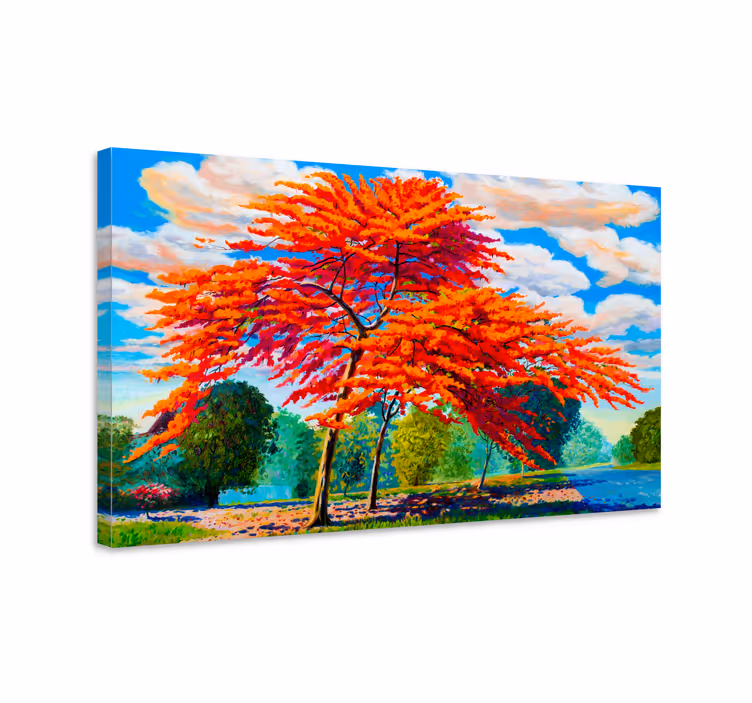 Dipinto fiori e piante foglie infuocate d'autunno - TenStickers