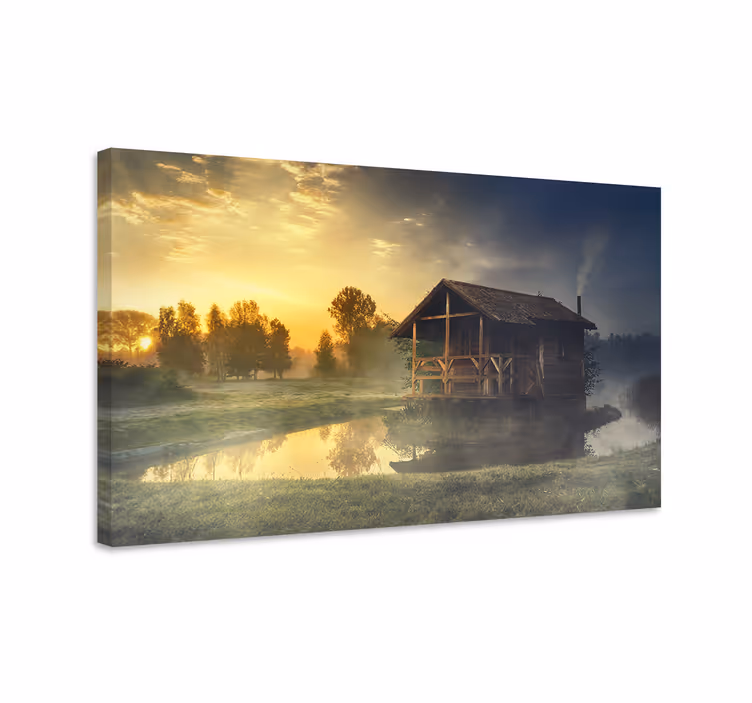 Quadro paesaggio riflesso di un cottage rustico - TenStickers
