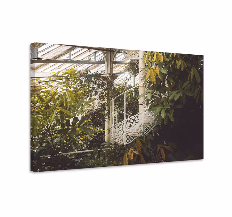 Dipinto fiori e piante composizione di verde lussureggiante - TenStickers
