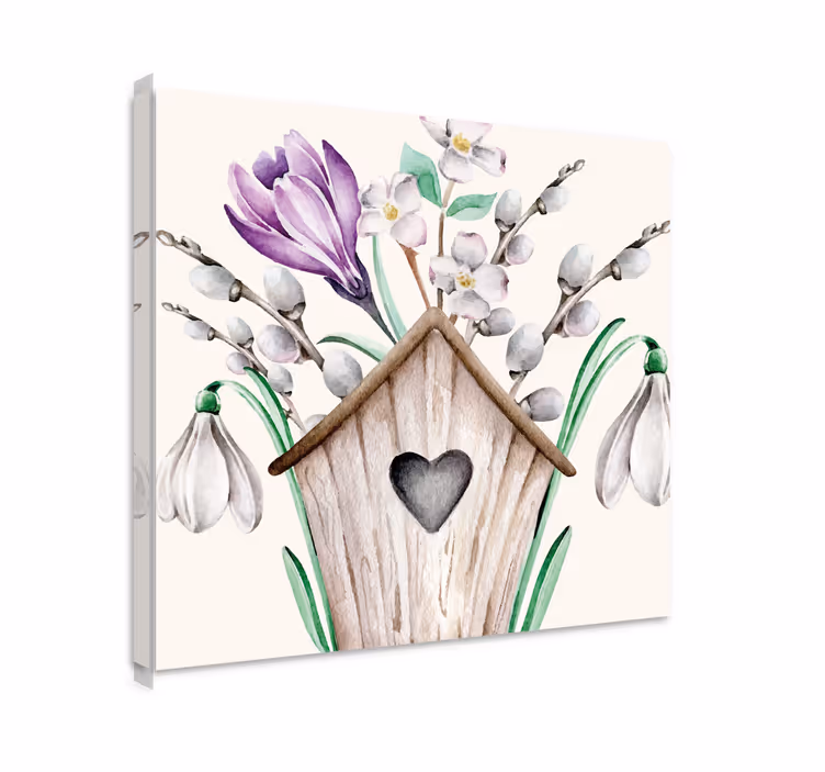 Dipinto fiori e piante composizione floreale casetta - TenStickers