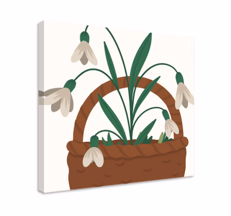 Dipinto fiori e piante cesto di ghiaccio - TenStickers