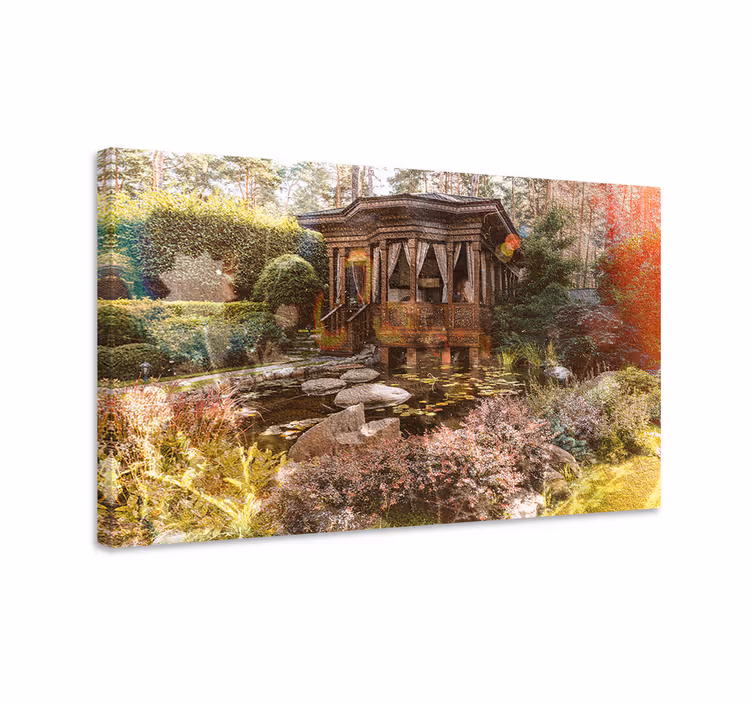 Quadro paesaggio ritiro nel giardino sereno - TenStickers