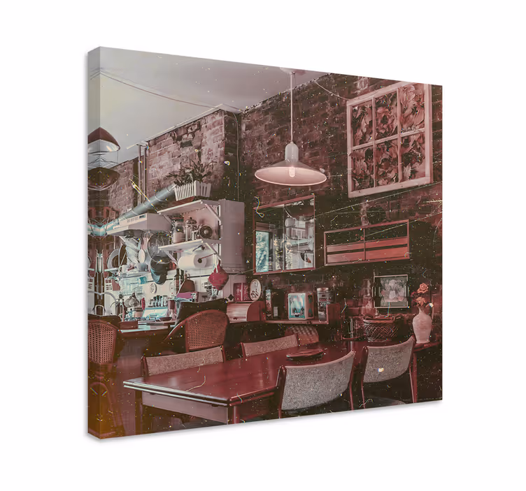 Quadro città e paesi scena caffè vintage - TenStickers