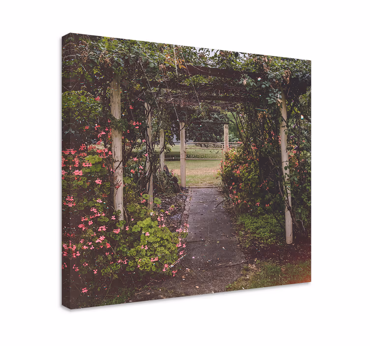 Dipinto fiori e piante sentiero del giardino fiorito - TenStickers