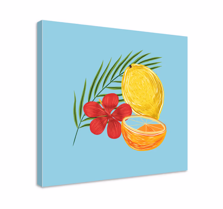 Quadro con agrumi e fiore - TenStickers