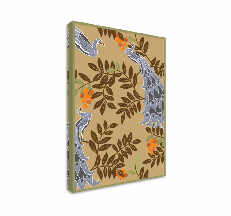 Dipinto fiori e piante design elegante uccelli - TenStickers