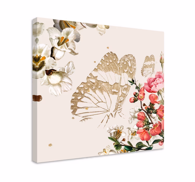 Dipinto farfalle fioriture di farfalle dorate - TenStickers
