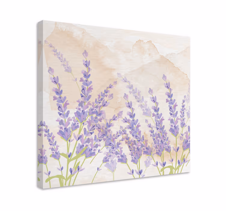 Dipinto fiori e piante serenità nel campo di lavanda - TenStickers