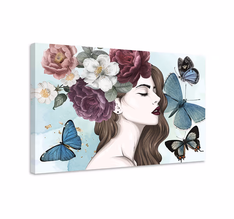 Dipinto fiori e piante eleganza floreale con farfalle - TenStickers