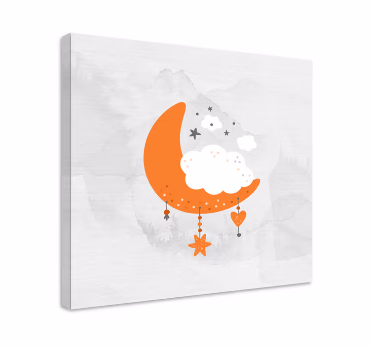 Quadri cameretta neonato luna nuvolosa appesa - TenStickers