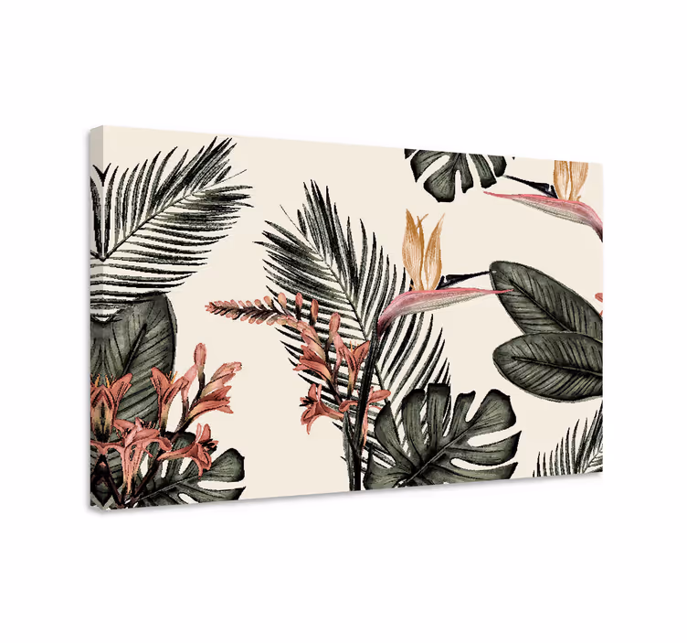 Dipinto fiori e piante scena floreale tropicale - TenStickers