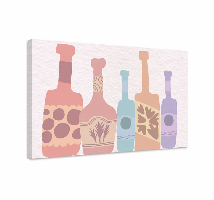 Quadro design ornamentale silhouette di bottiglie colorate - TenStickers