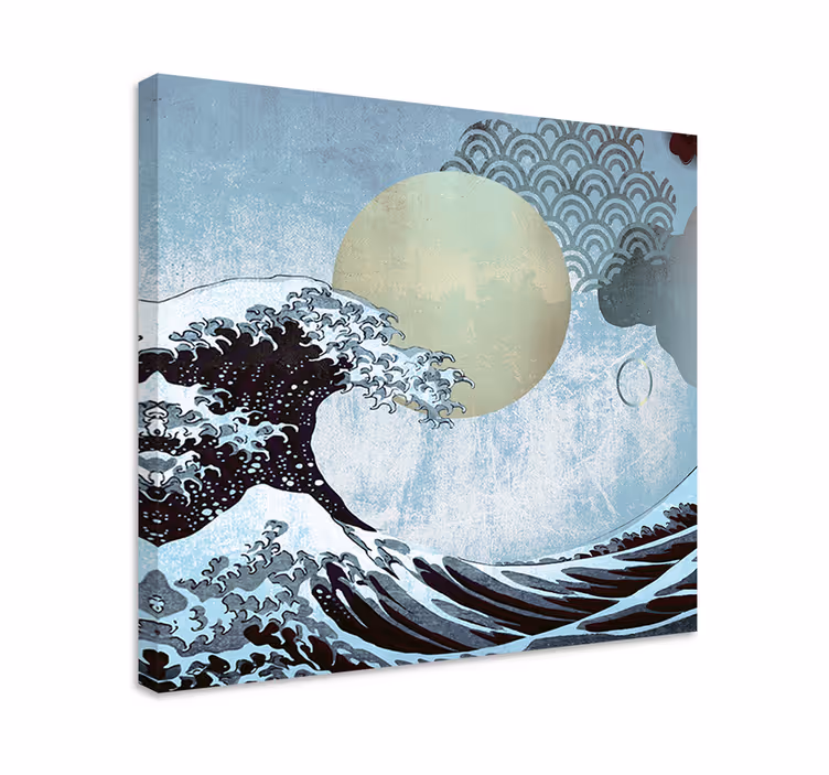 Quadro paesaggio onde e luna - TenStickers
