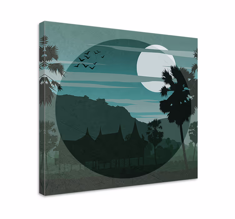 Quadro paesaggio vista serena al chiaro di luna - TenStickers