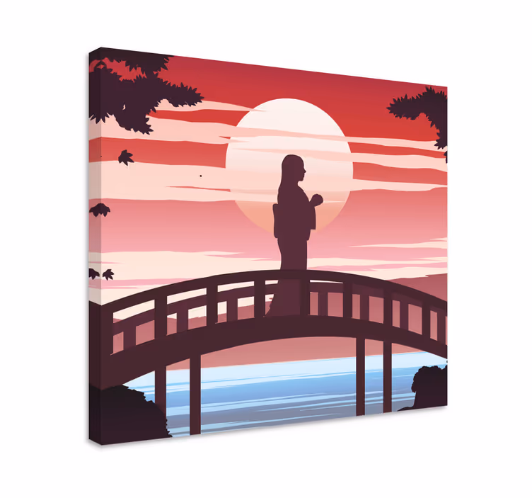 Quadro astratto silhouette su ponte - TenStickers