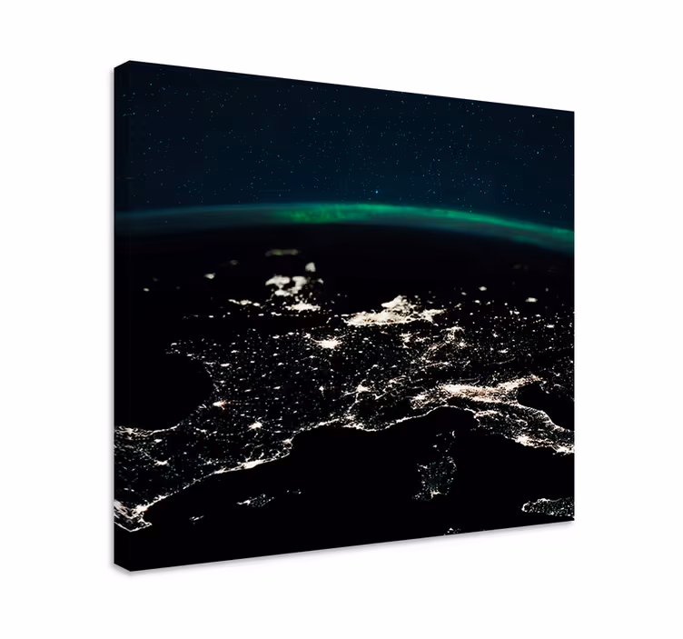 Quadro mappamondo vista notturna aerea - TenStickers