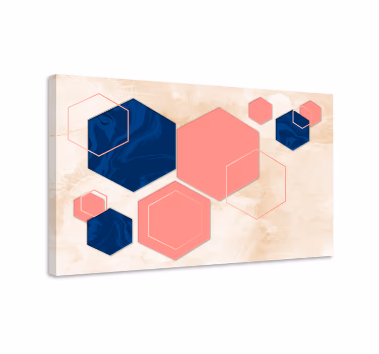 Dipinto geometrico forme esagonali astratte - TenStickers