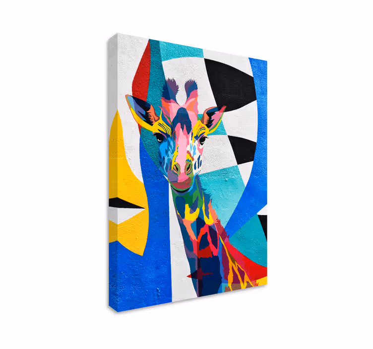 Quadro con animali e insetti ritratto di giraffa colorato - TenStickers
