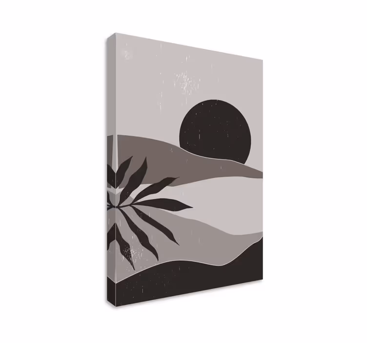 Quadro astratto paesaggio tramonto grigio - TenStickers