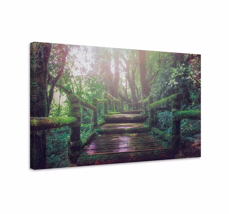 Quadro con alberi sentiero nel bosco - TenStickers