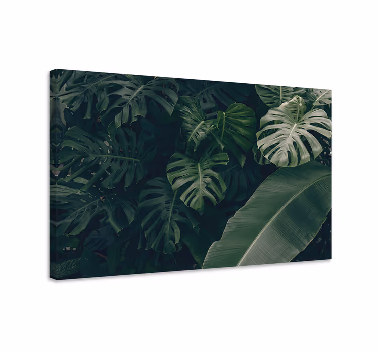 Dipinto fiori e piante fogliame tropicale rigoglioso - TenStickers
