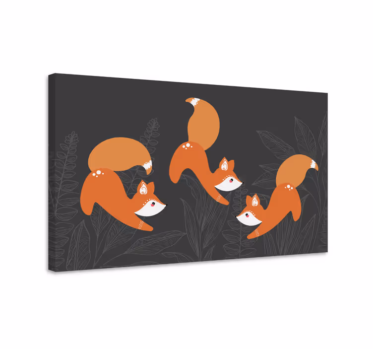 Quadro con animali e insetti volpe che gioca - TenStickers