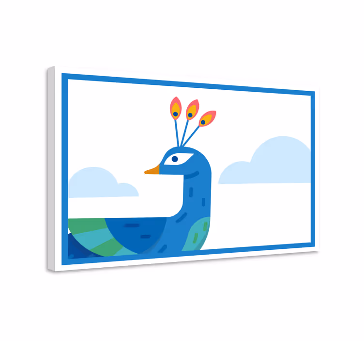 Quadro con animali e insetti pavone blu stilizzato - TenStickers
