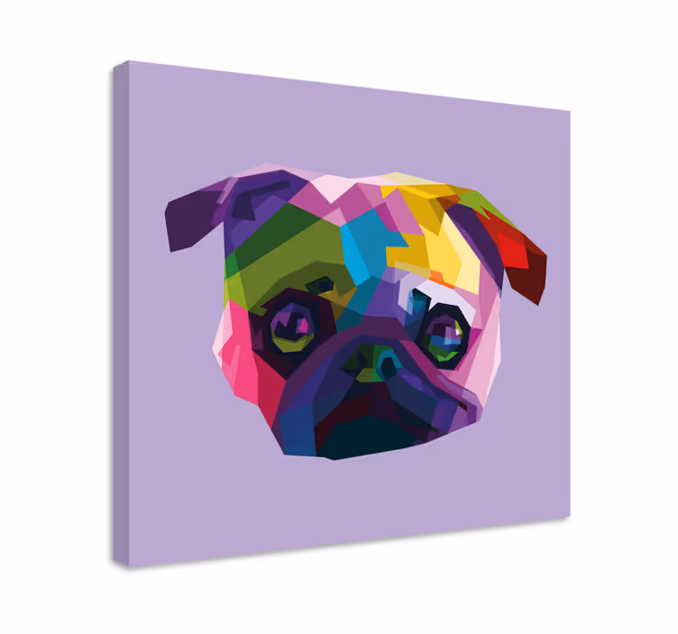Dipinto cane volto di carlino colorato - TenStickers