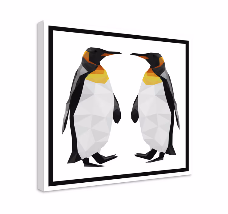 Quadro 3d due pinguini geometrici - TenStickers