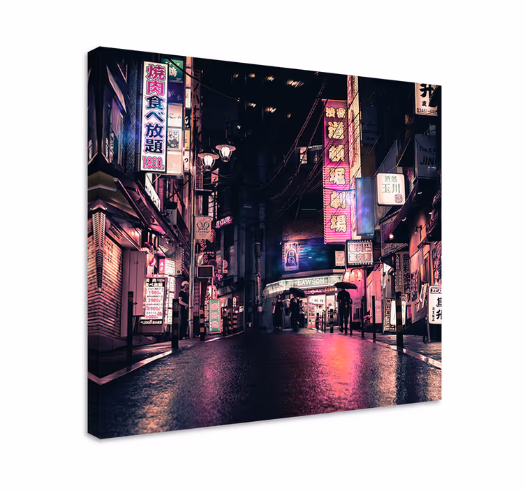 Quadro città e paesi strade di città al neon - TenStickers