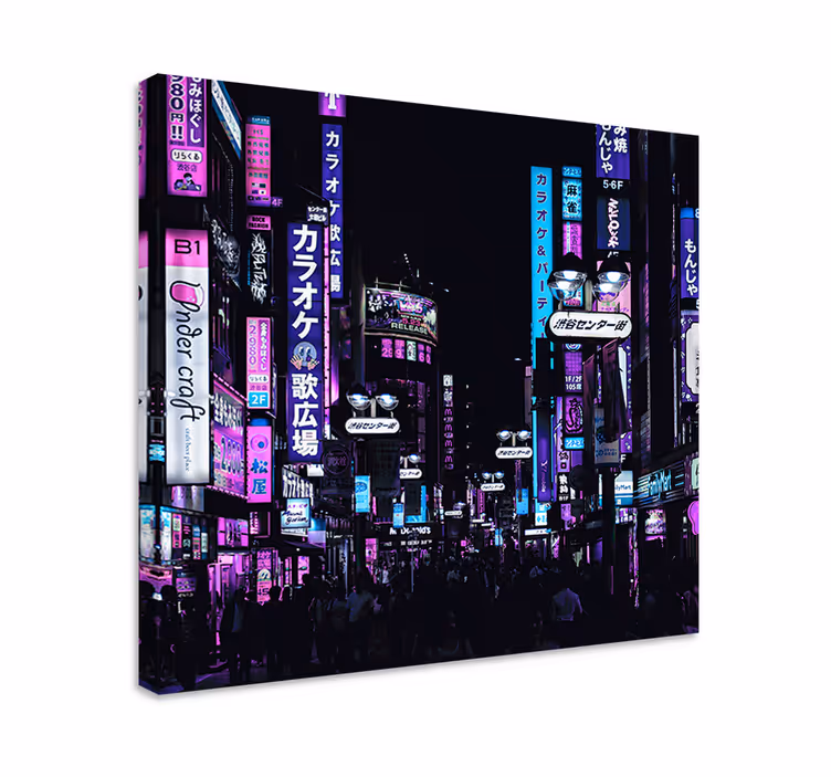 Quadro città e paesi paesaggio notturno urbano - TenStickers