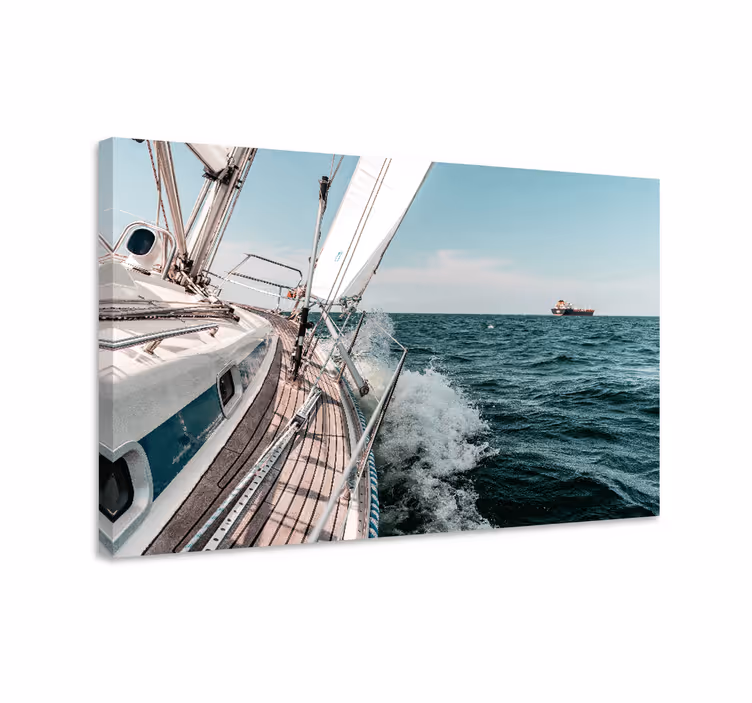 Dipinto marinaio avventura in yacht a vela - TenStickers