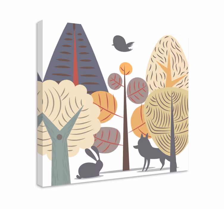 Dipinto fiori e piante scena forestale fantasiosa - TenStickers