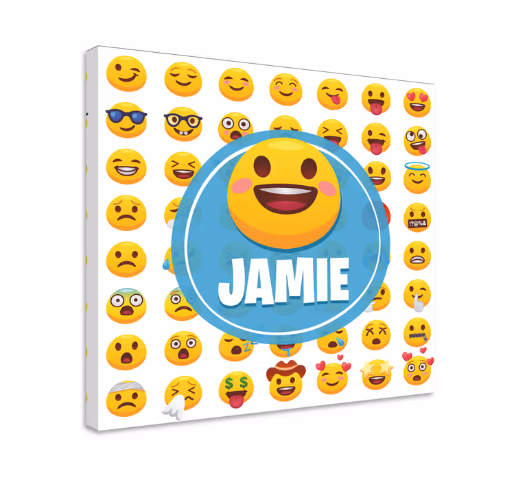 Dipinto con alfabeto e lettere raccolta di espressioni emoji - TenStickers
