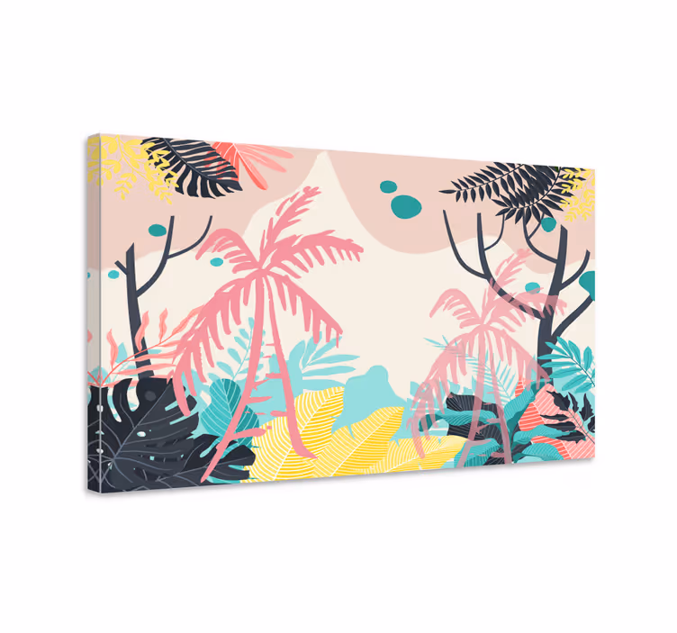 Dipinto fiori e piante scena naturale tropicale - TenStickers