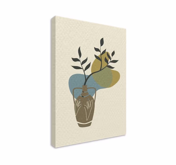 Dipinto fiori e piante vaso con fogliame - TenStickers