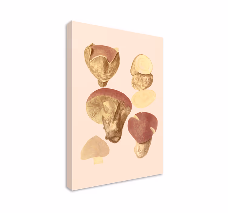 Dipinto fiori e piante raccolta di funghi - TenStickers