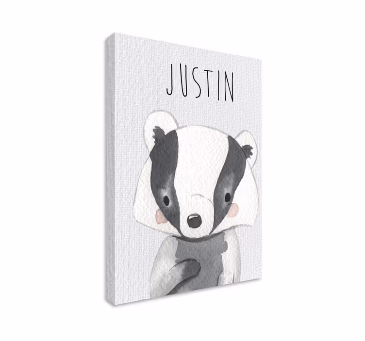 Quadro per cameretta tasso cucciolo con nome - TenStickers