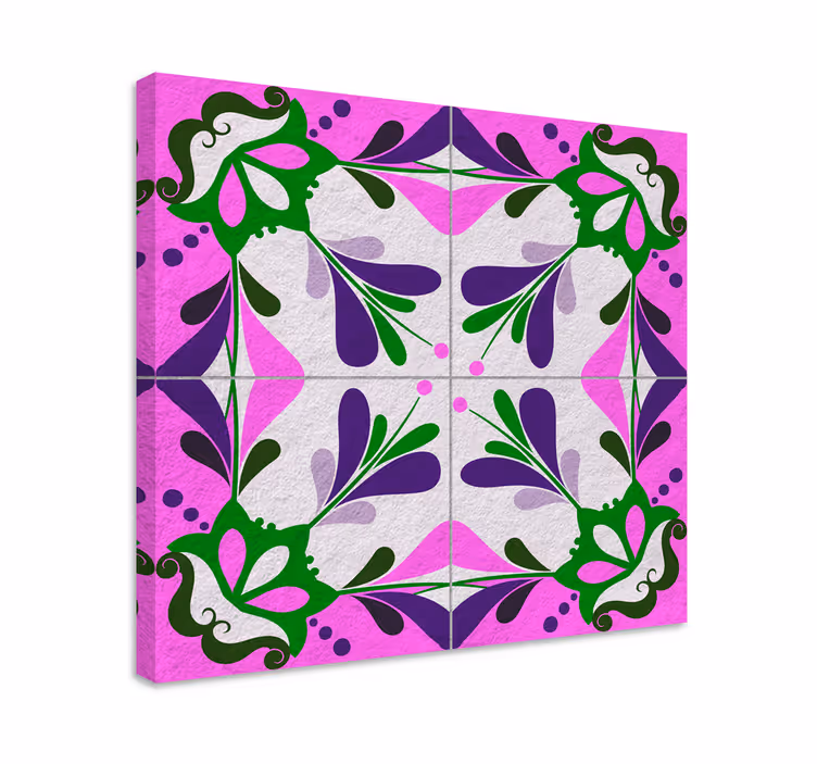 Quadro vintage piastrella idraulica rosa - TenStickers