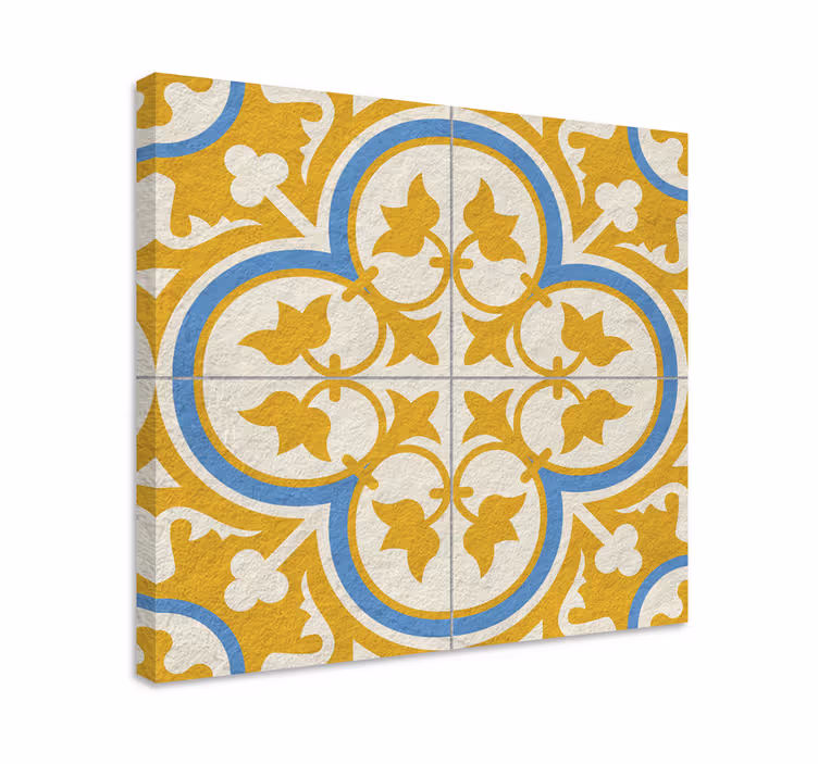 Quadro vintage piastrella idraulica gialla - TenStickers