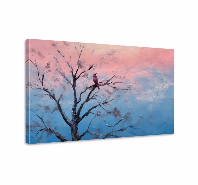 Dipinto arte un uccello su un albero - TenStickers