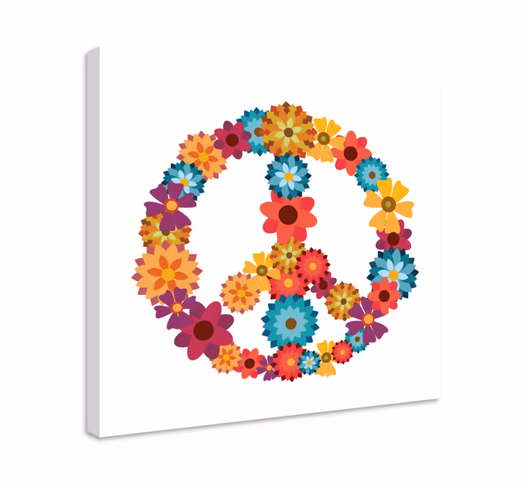Dipinto fiori simbolo hippie - TenStickers