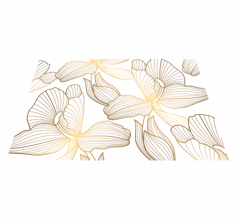 Tappeto vinile bianco fiori dorati - TenStickers