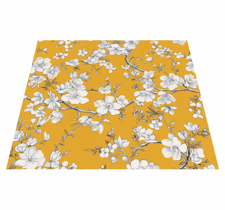 Tappeto vinile giallo motivo floreale vintage - TenStickers