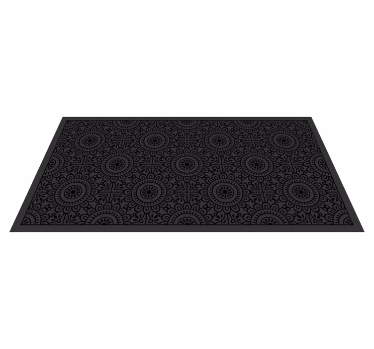 Tappeto vinile nero fiori mandala - TenStickers