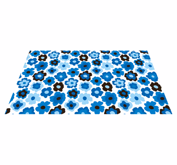 Tappeto vinile fiori papavero blu - TenStickers