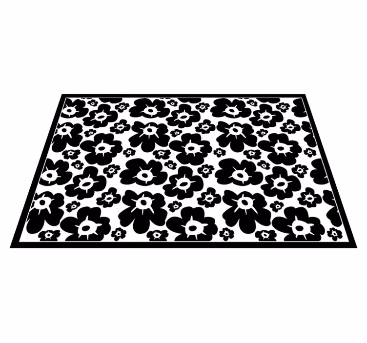 Tappeto vinile fiori papavero nero - TenStickers