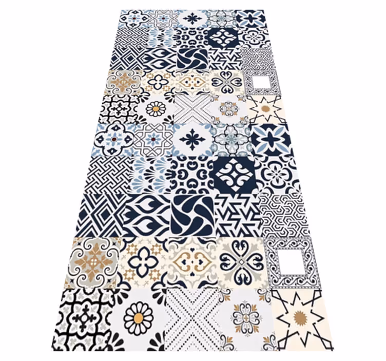 Tappeto pvc cucina piastrelle blu - TenStickers